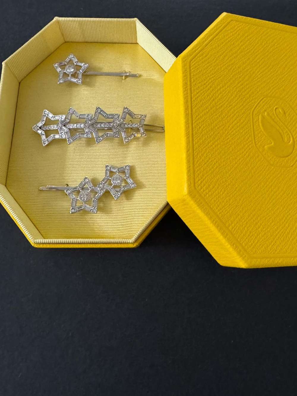 New Swarovski Stella Star Hair Clip Set. Rare